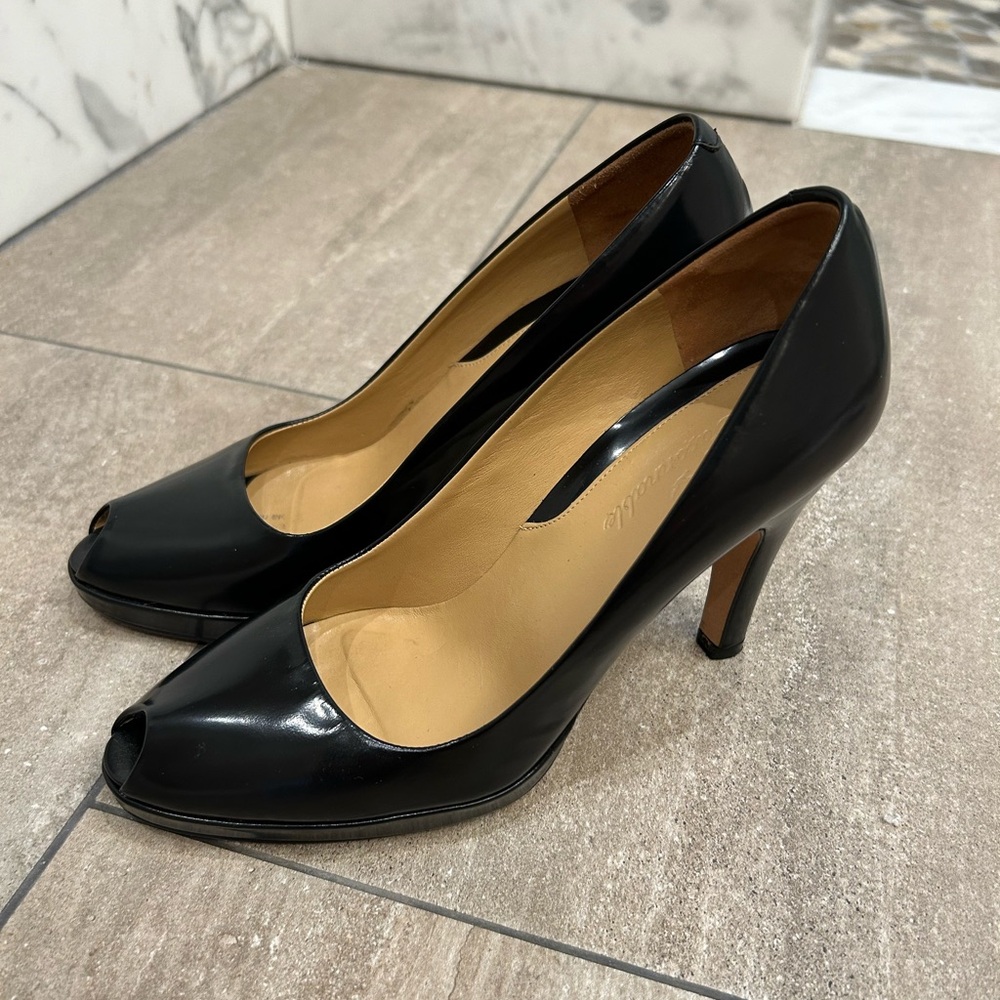Faconnable Peep Toe Leather Pumps Size 5
